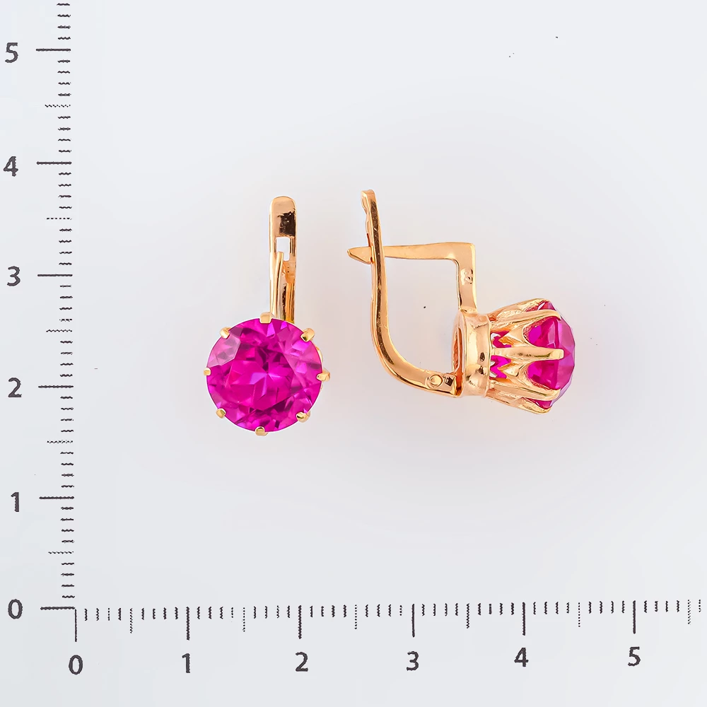 Серьги с фианитом из красного золота 583 пробы