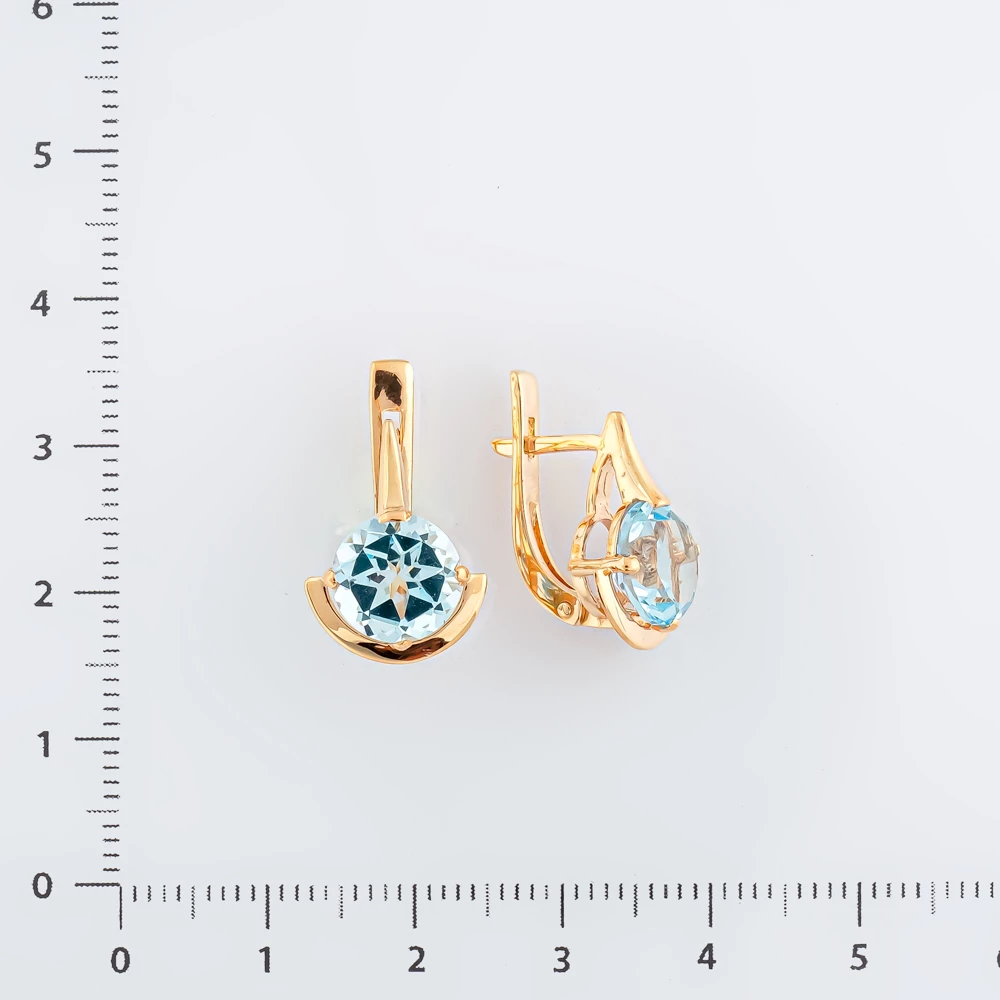Серьги с топазом из красного золота 585 пробы