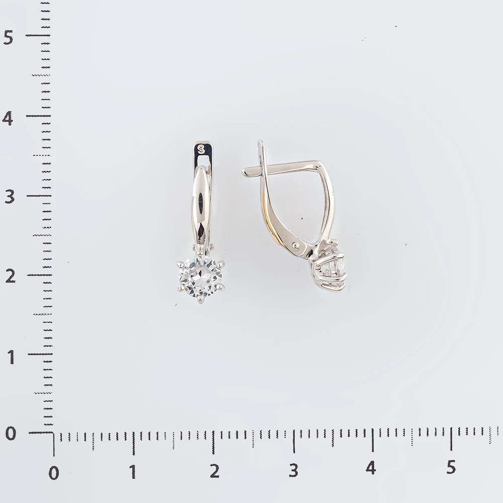 Серьги с фианитом из белого золота 585 пробы