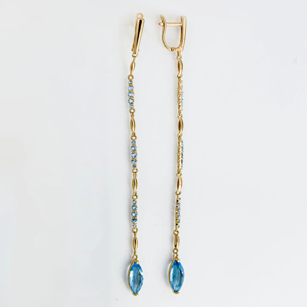 Серьги с топазом из красного золота 585 пробы