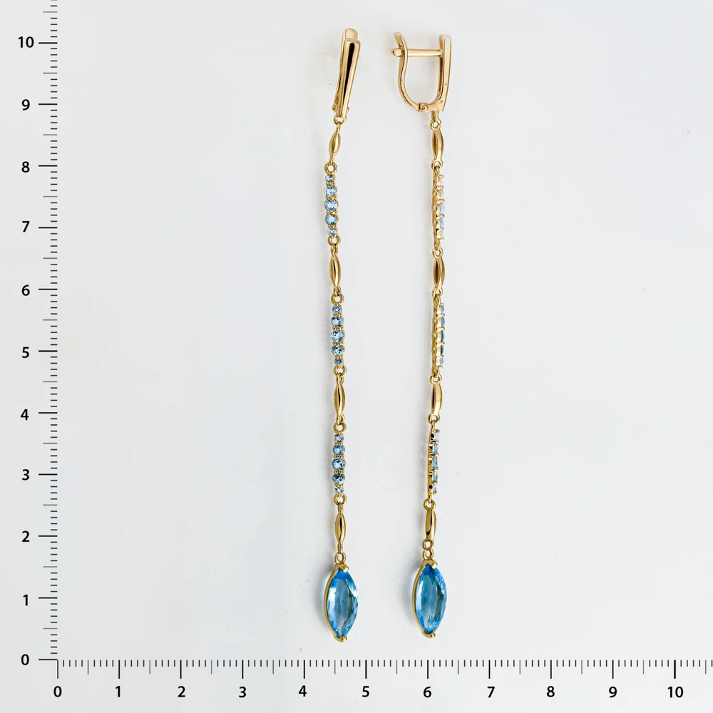 Серьги с топазом из красного золота 585 пробы