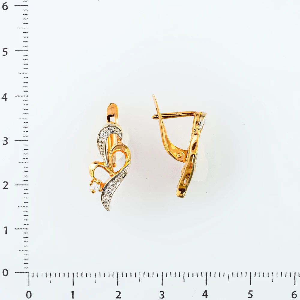 Серьги с фианитом из красного золота 585 пробы