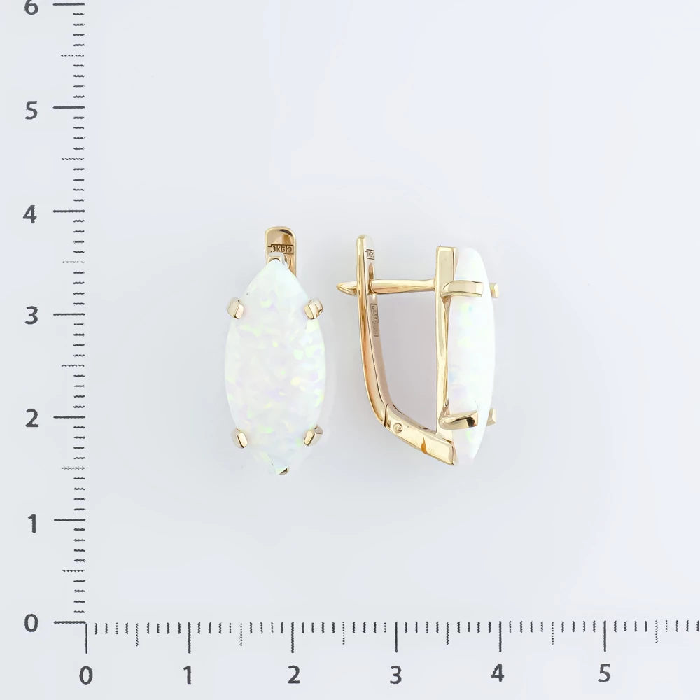 Серьги с опалом синтетическим из белого золота 585 пробы