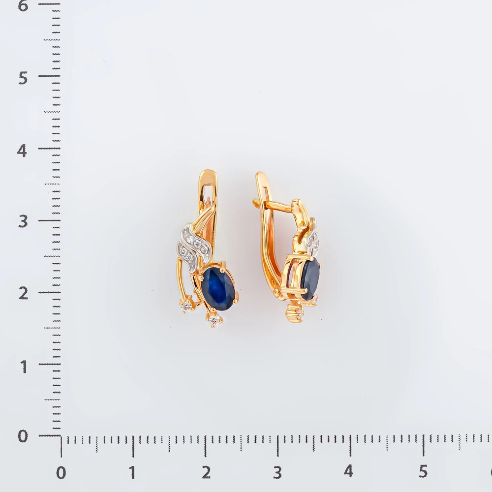 Серьги с сапфиром из красного золота 585 пробы