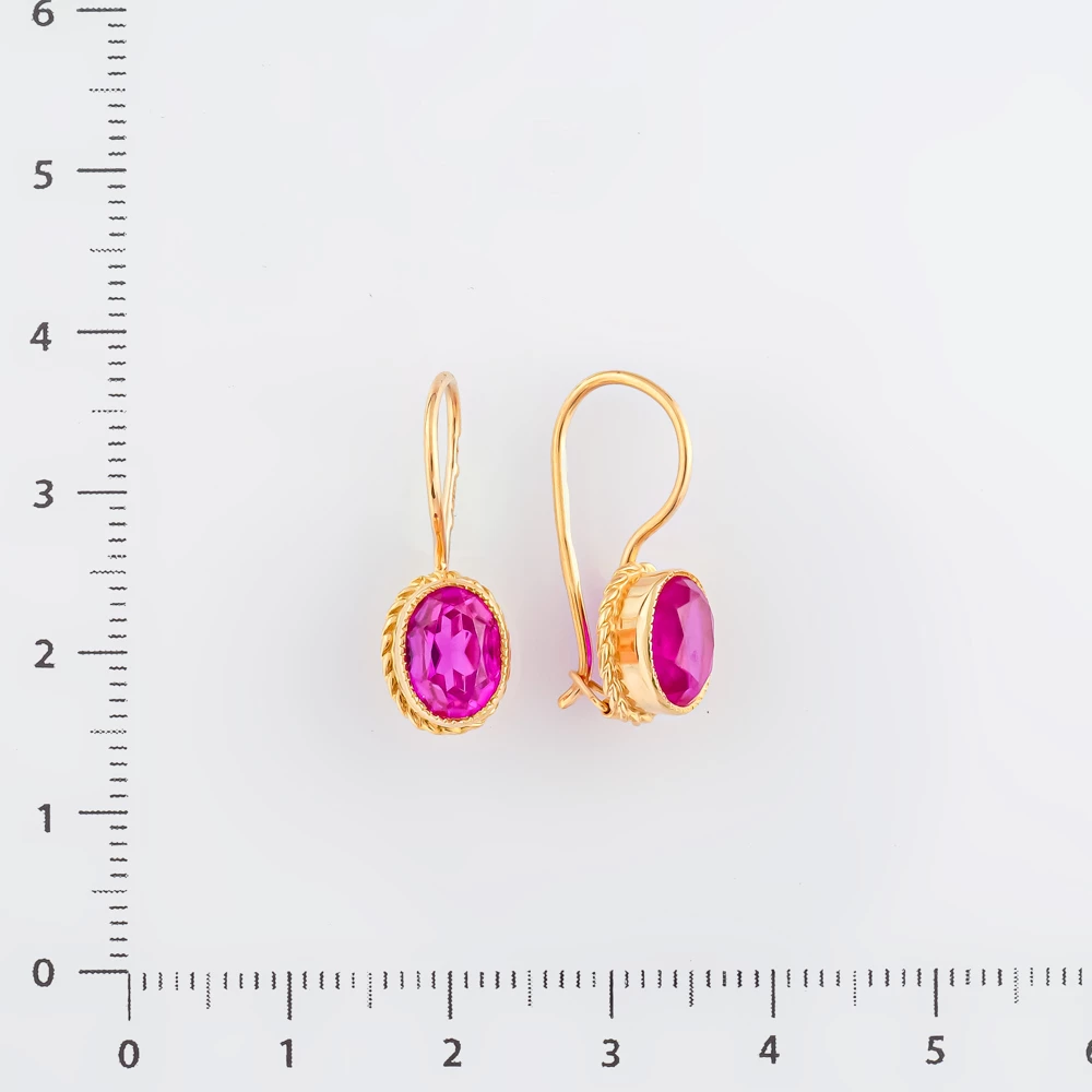 Серьги с фианитом из красного золота 583 пробы