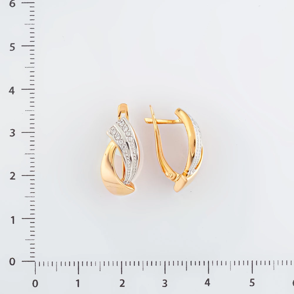 Серьги с фианитом из красного золота 585 пробы