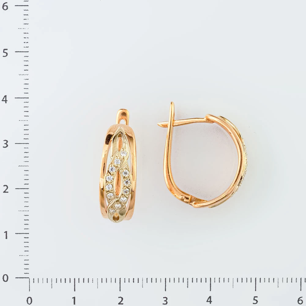 Серьги с фианитом из красного золота 585 пробы 2