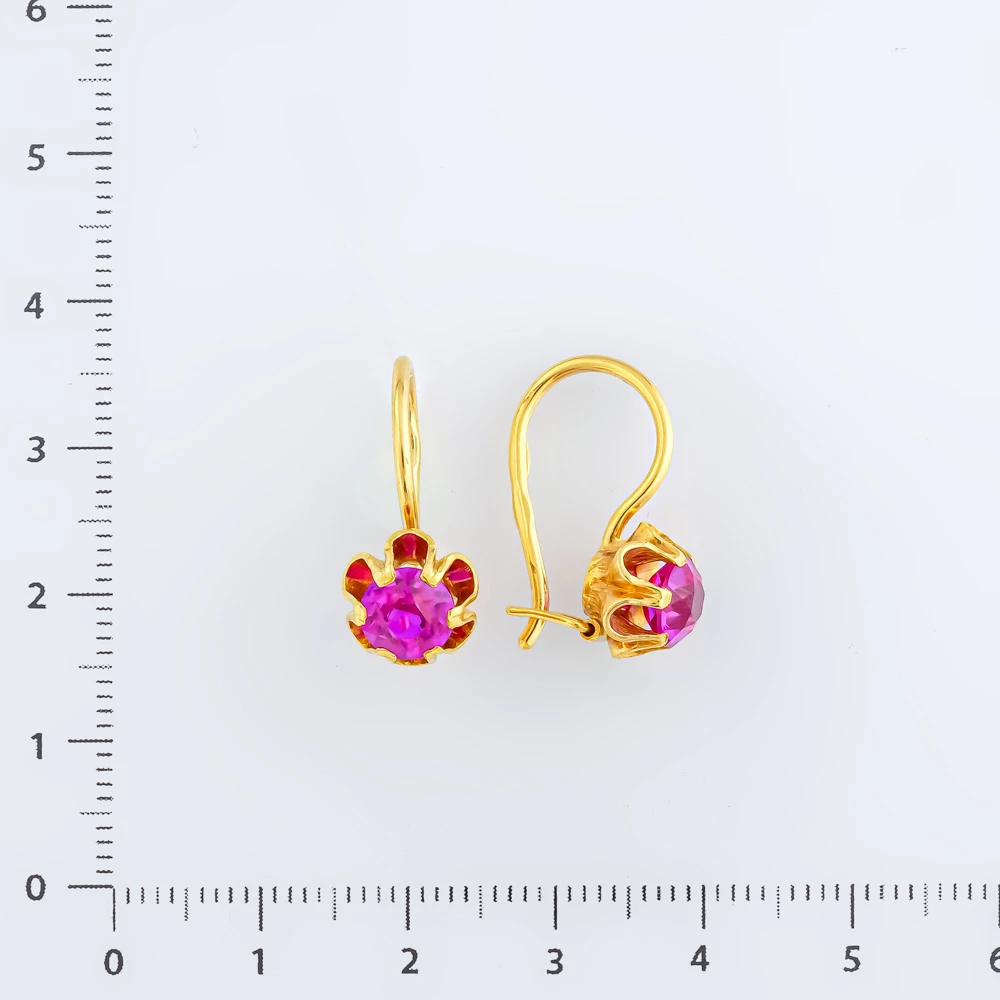 Серьги с фианитом из желтого золота 750 пробы