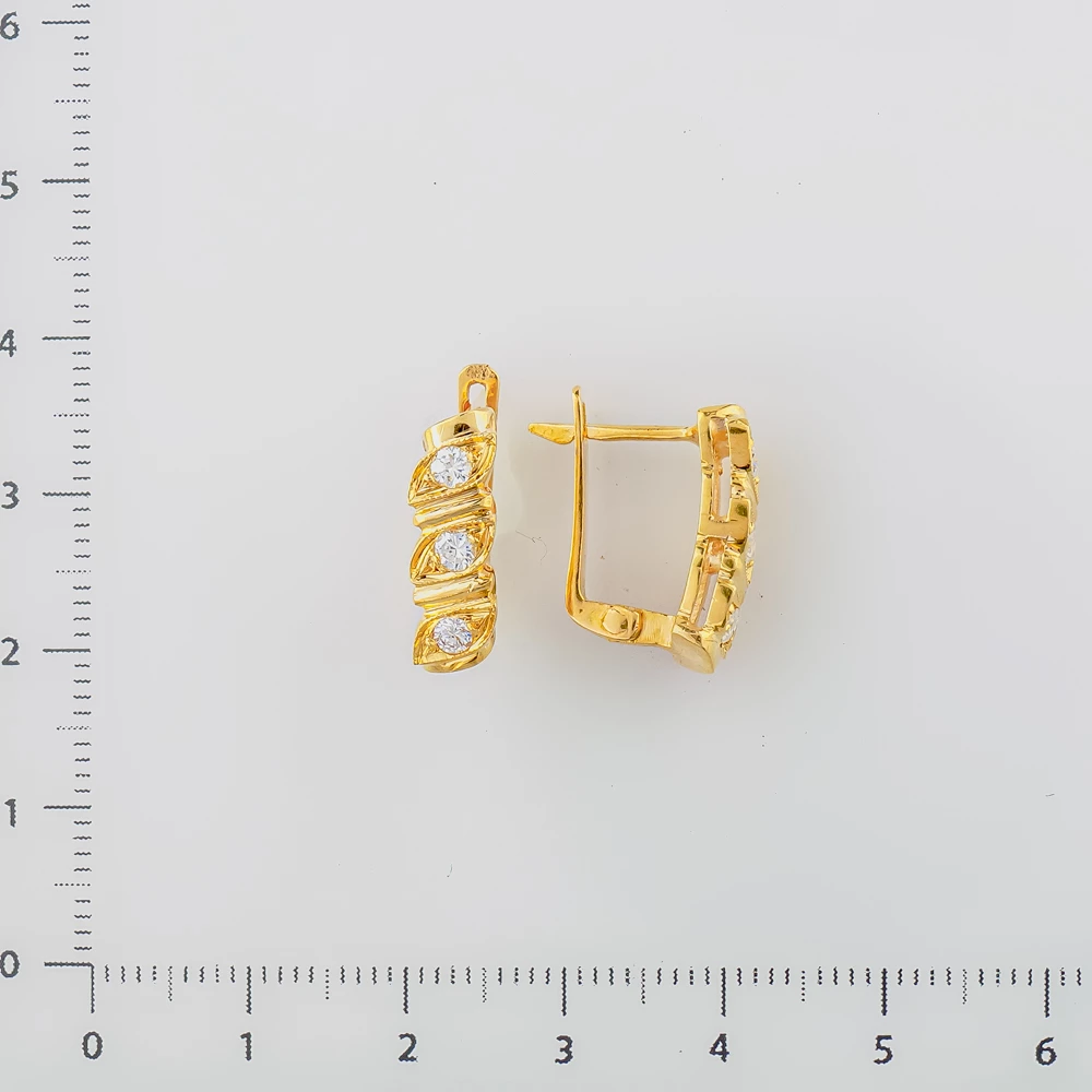 Серьги с бриллиантом из желтого золота 585 пробы