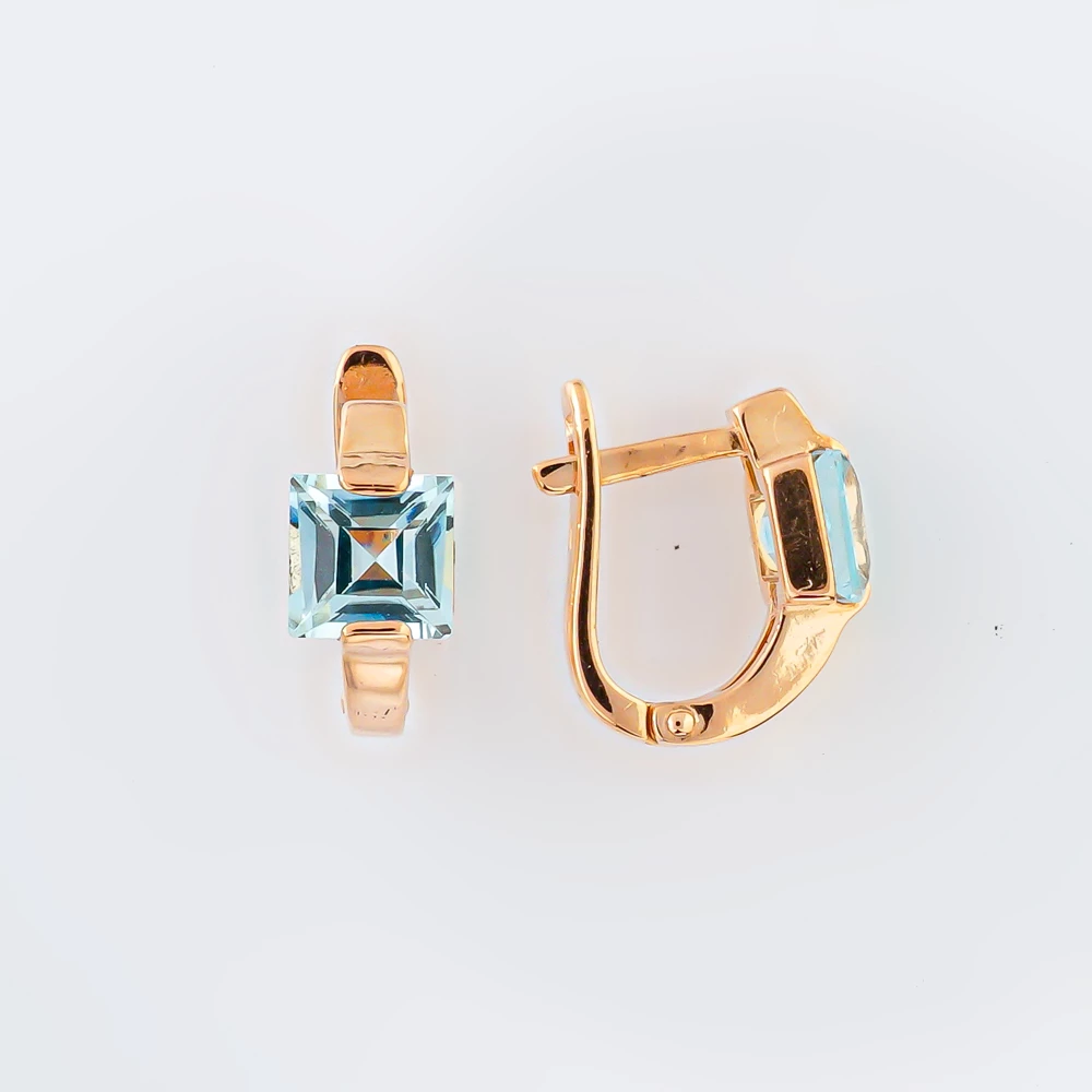 Серьги с топазом из красного золота 585 пробы