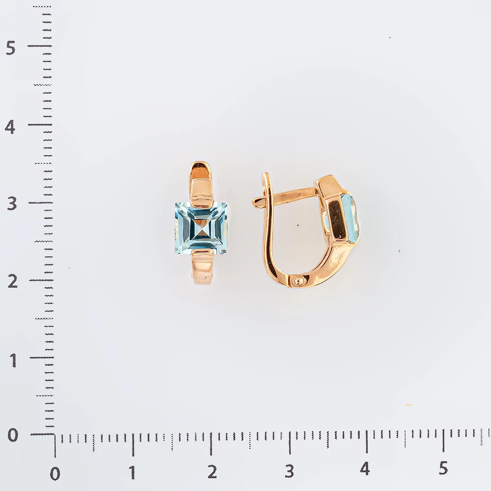 Серьги с топазом из красного золота 585 пробы
