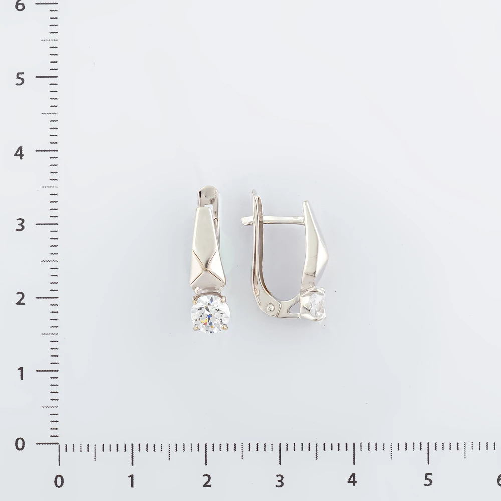Серьги с фианитом из белого золота 585 пробы