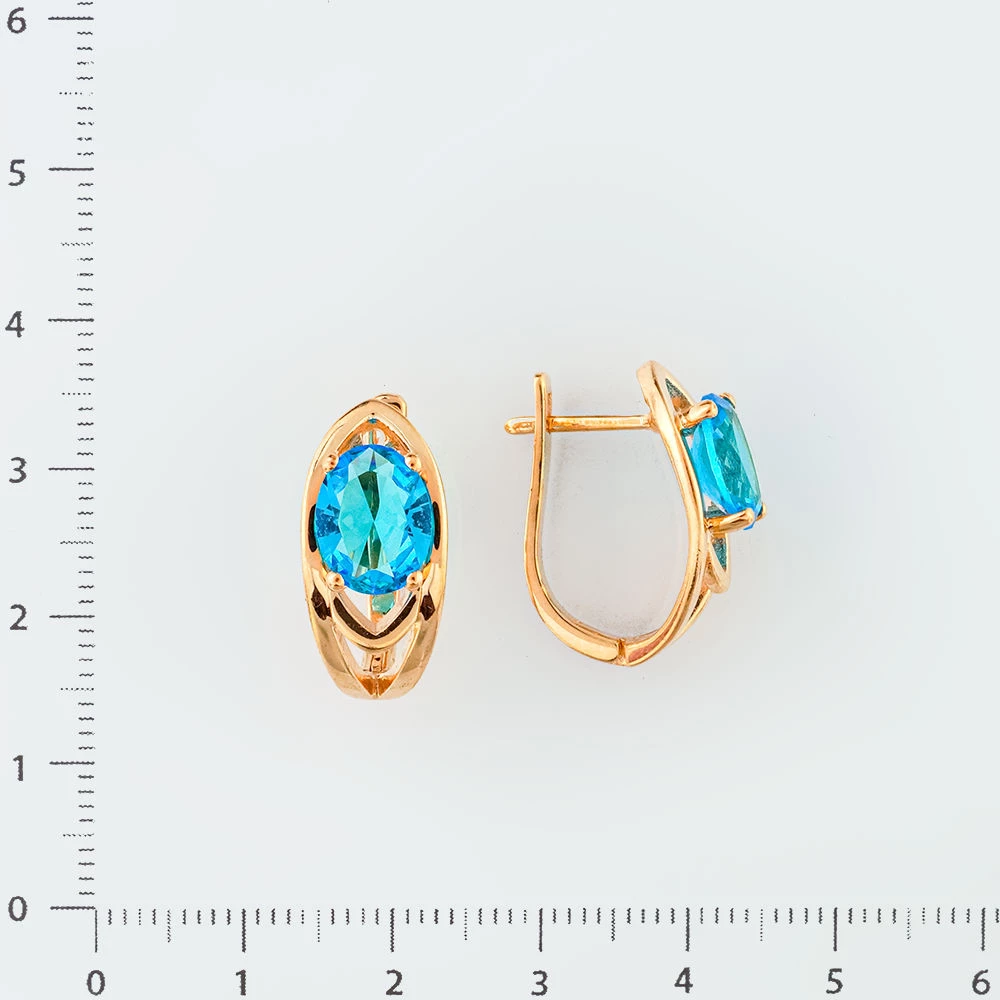 Серьги с фианитом из красного золота 585 пробы