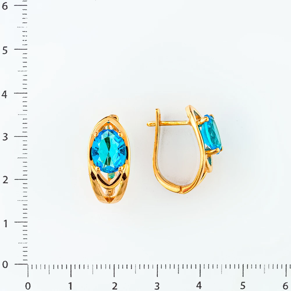 Серьги с фианитом из красного золота 585 пробы