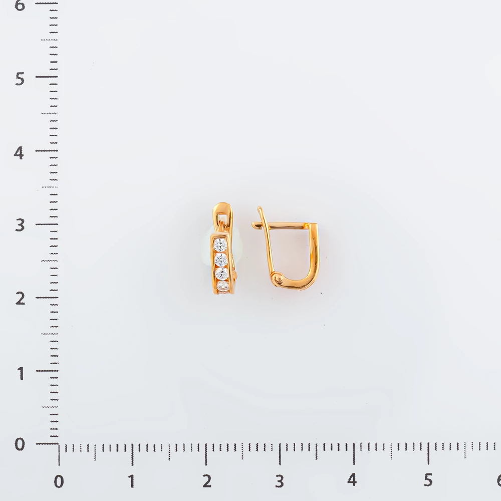 Серьги с фианитом из красного золота 585 пробы