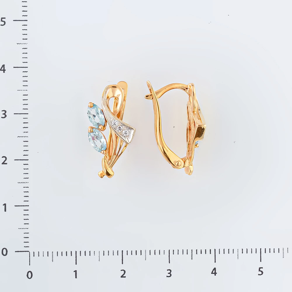 Серьги с топазом из красного золота 585 пробы