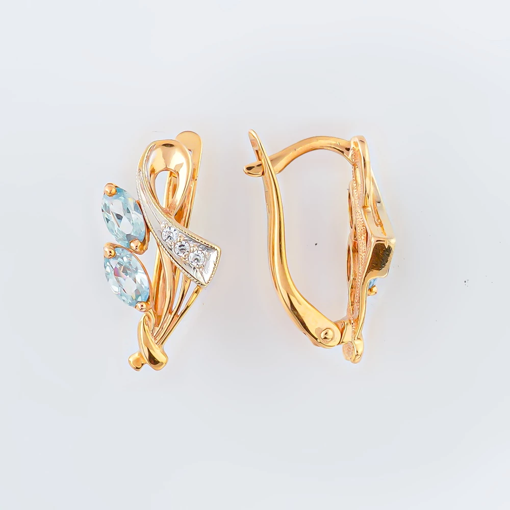 Серьги с топазом из красного золота 585 пробы