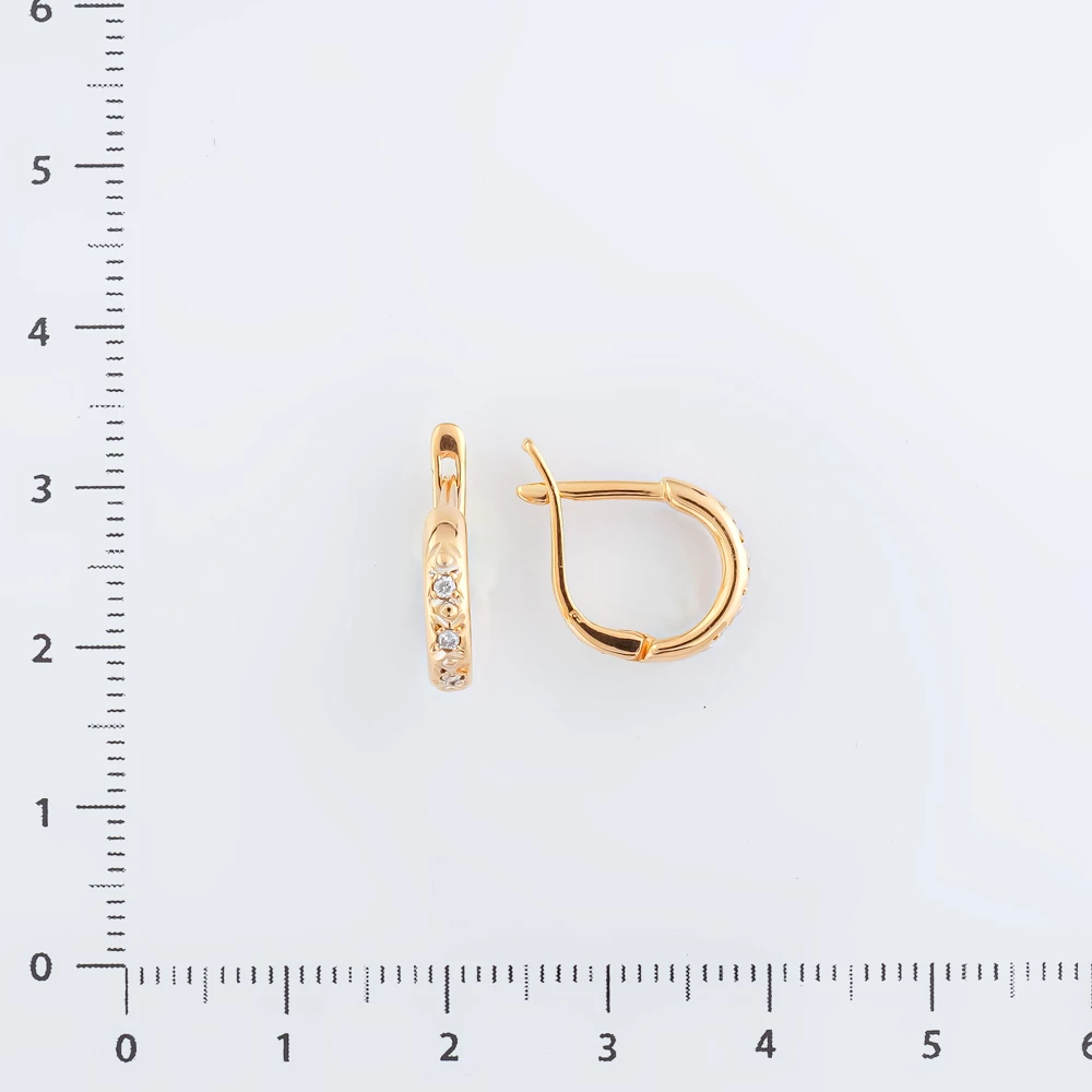 Серьги с фианитом из красного золота 585 пробы