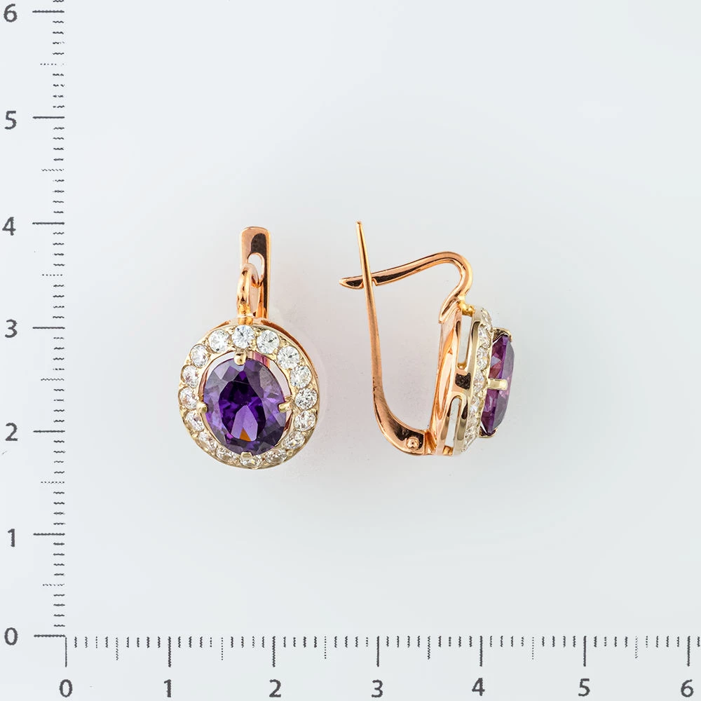 Серьги с ситаллом из красного золота 585 пробы