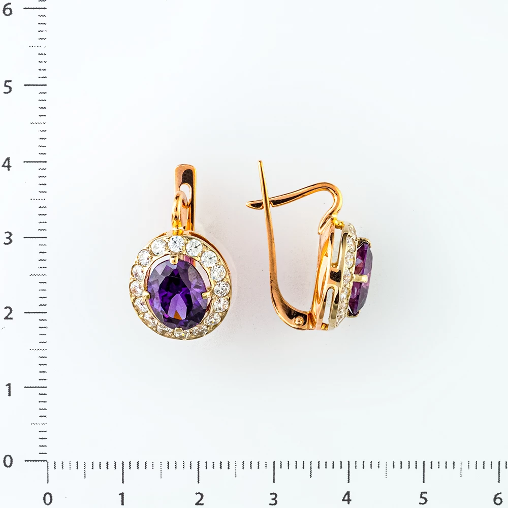 Серьги с ситаллом из красного золота 585 пробы