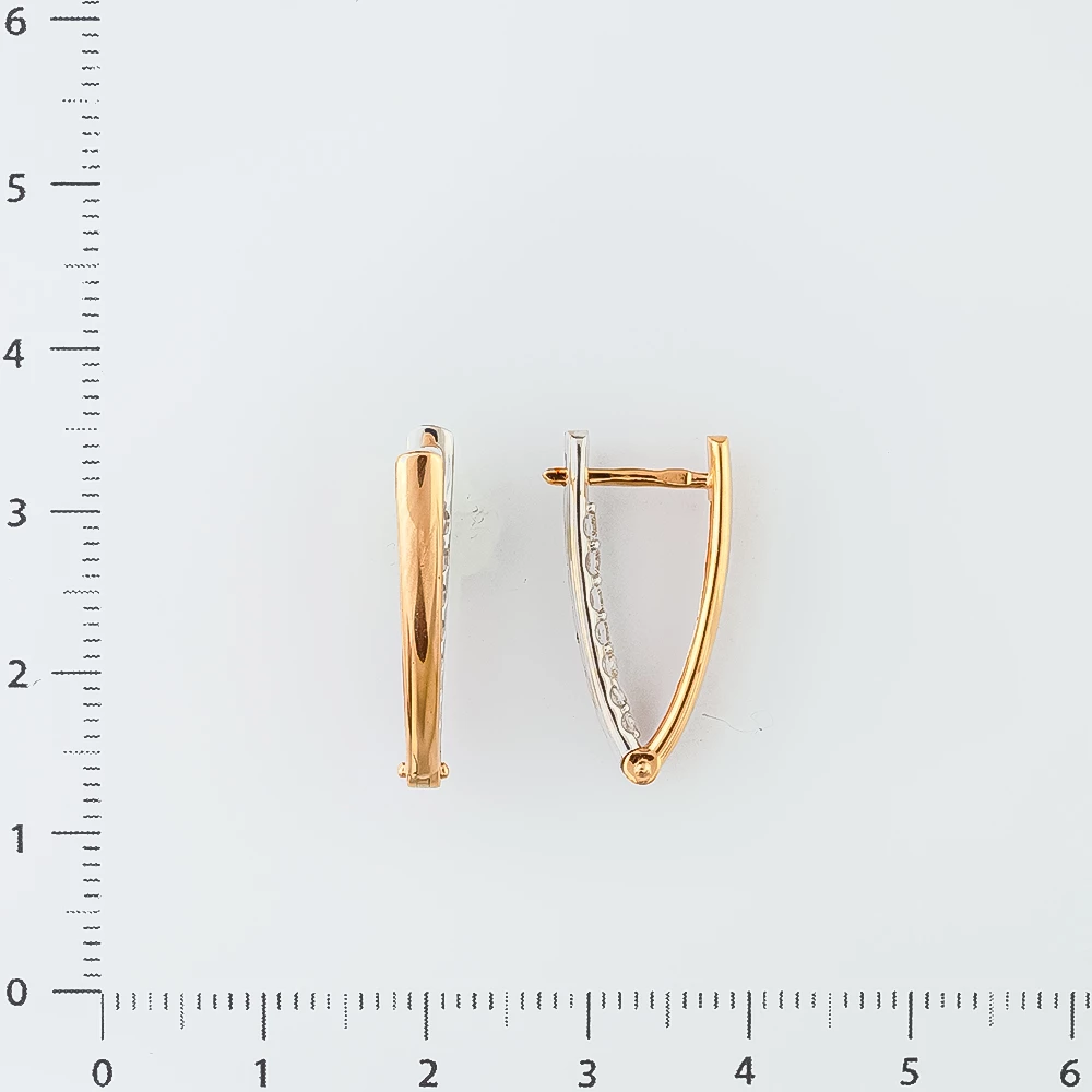 Серьги с фианитом из красного золота 585 пробы