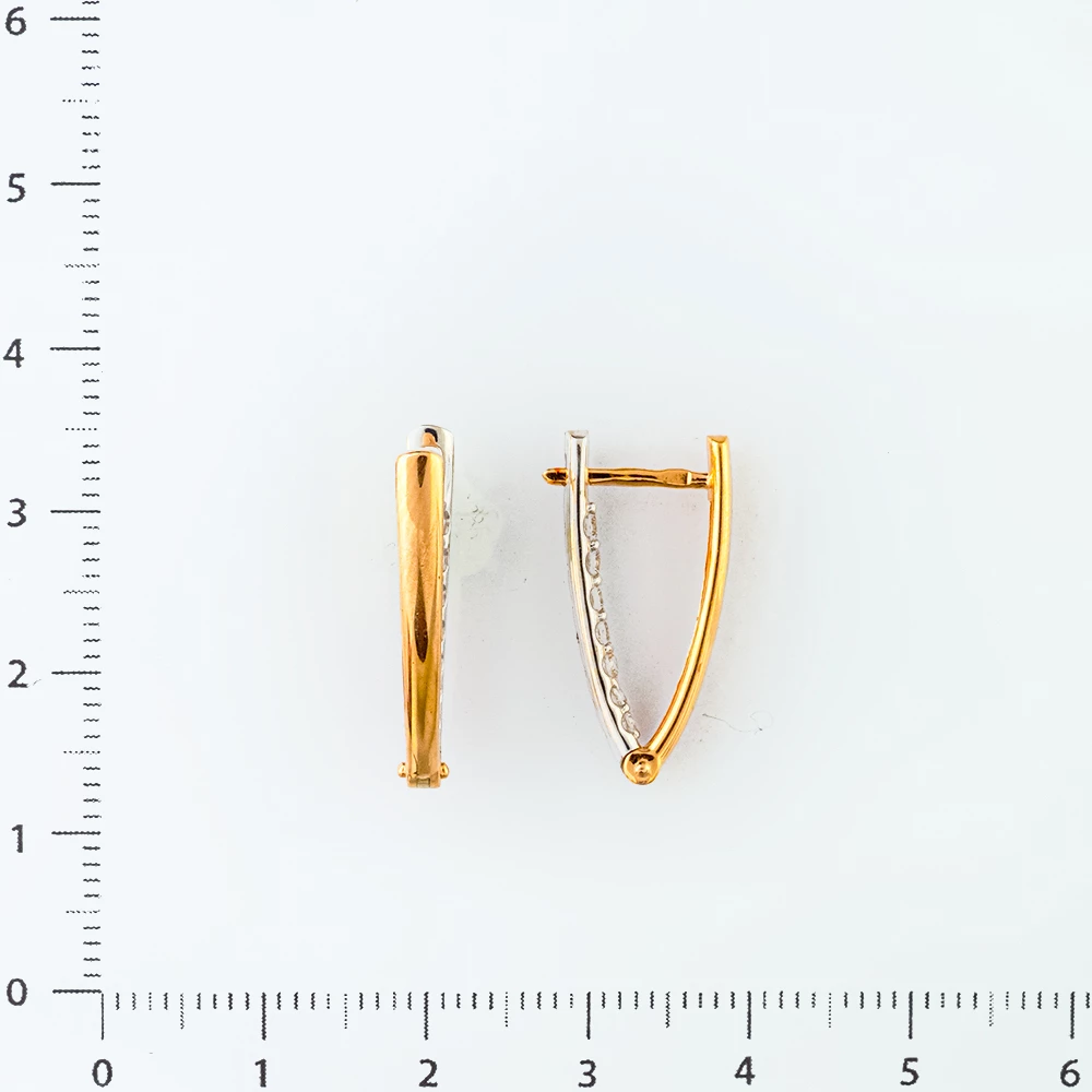 Серьги с фианитом из красного золота 585 пробы