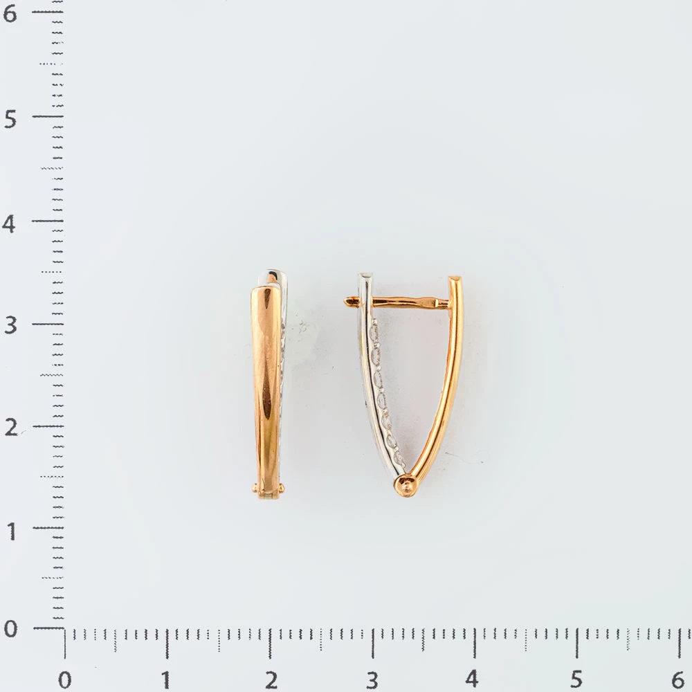 Серьги с фианитом из красного золота 585 пробы
