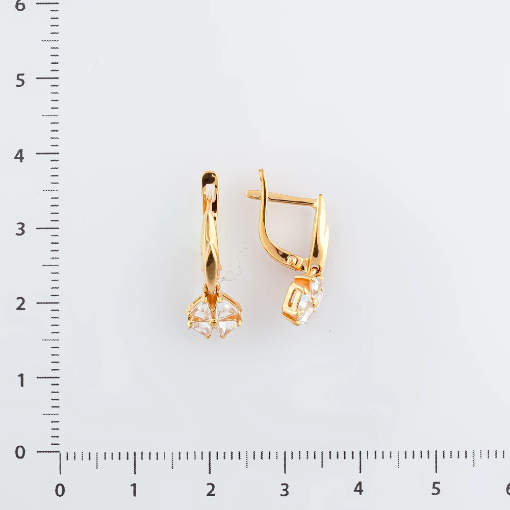 Серьги с фианитом из красного золота 585 пробы