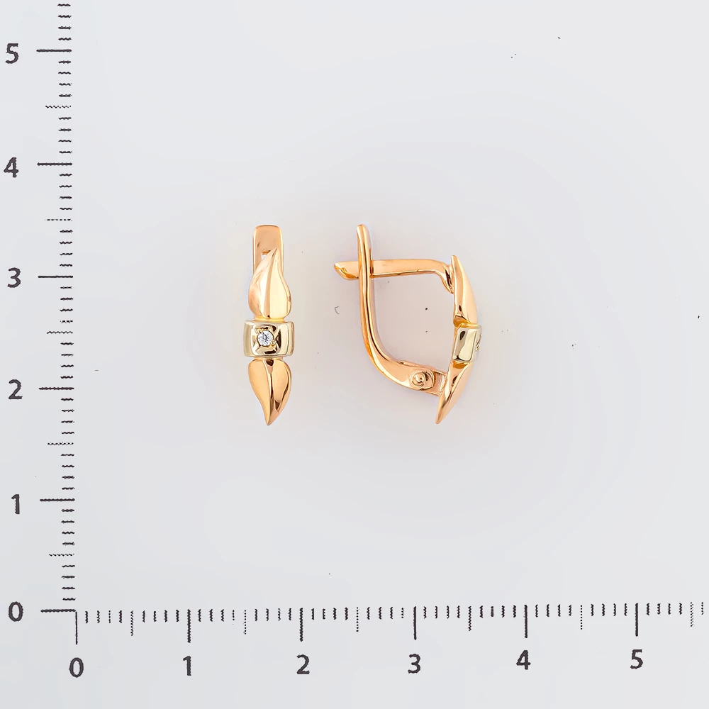 Серьги с фианитом из красного золота 585 пробы
