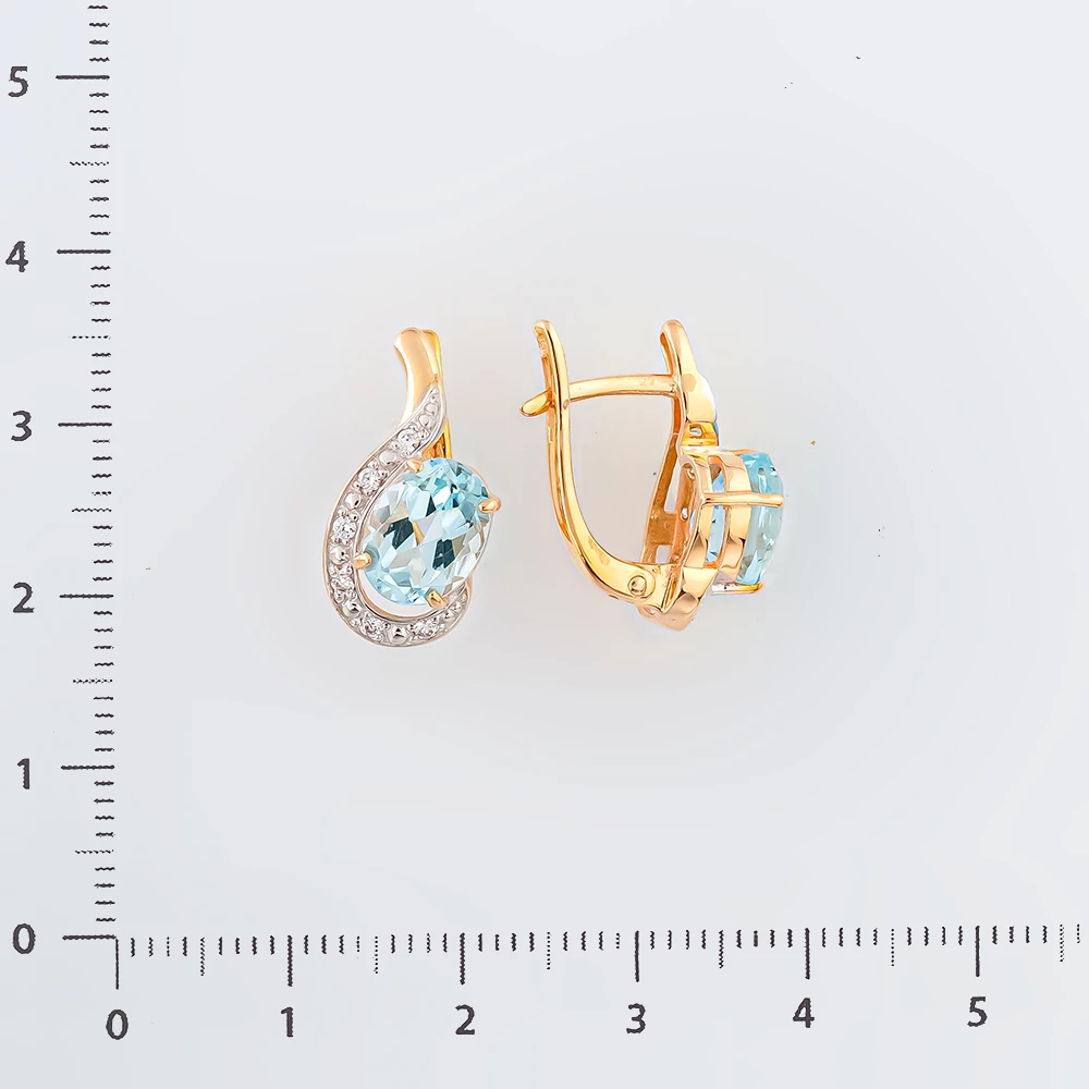 Серьги с топазом из красного золота 585 пробы