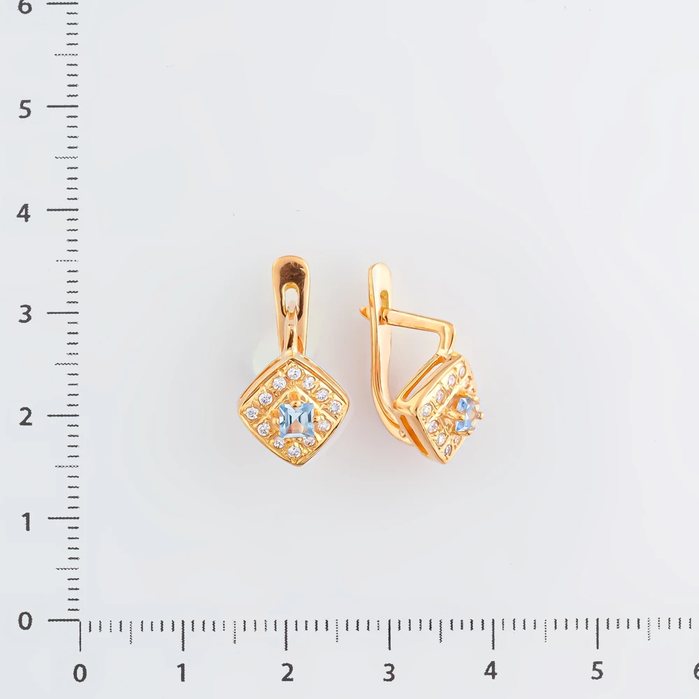 Серьги с топазом из красного золота 585 пробы