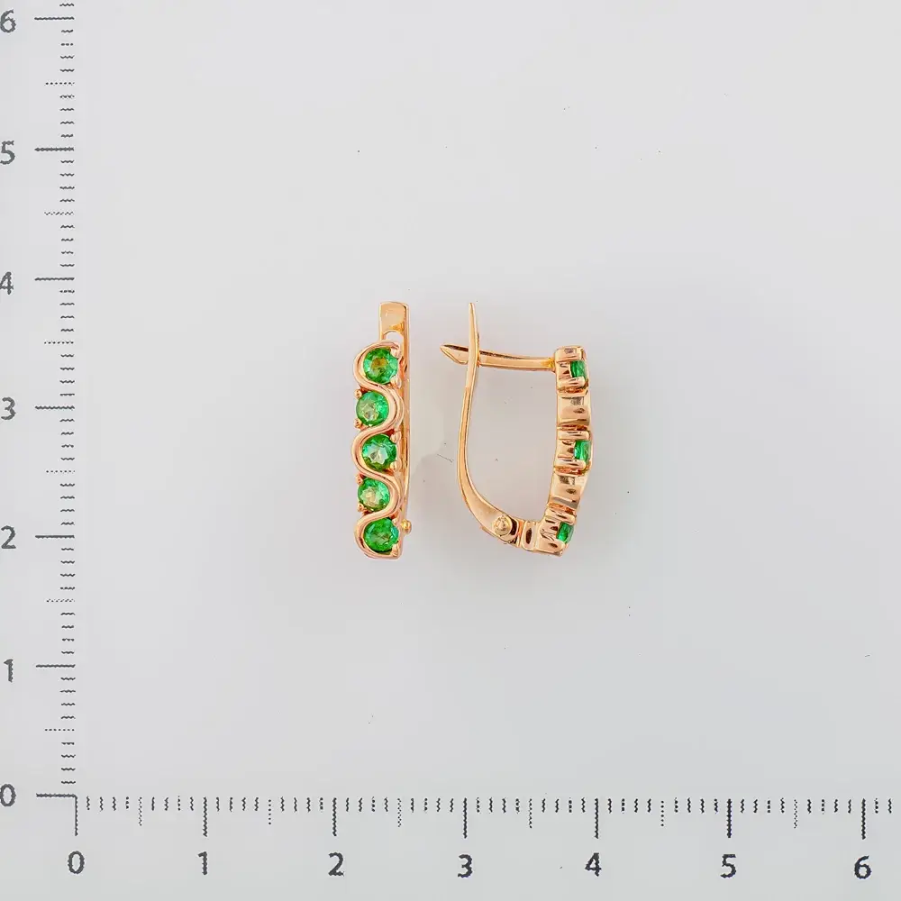Серьги с изумрудом из красного золота 585 пробы 2