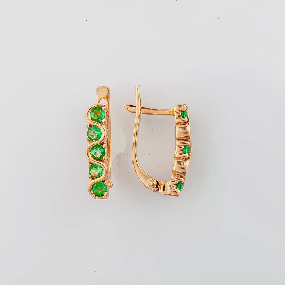 Серьги с изумрудом из красного золота 585 пробы 1