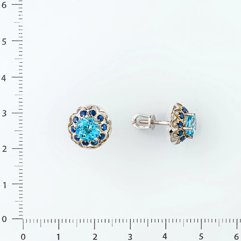 Серьги с топазом из белого золота 585 пробы