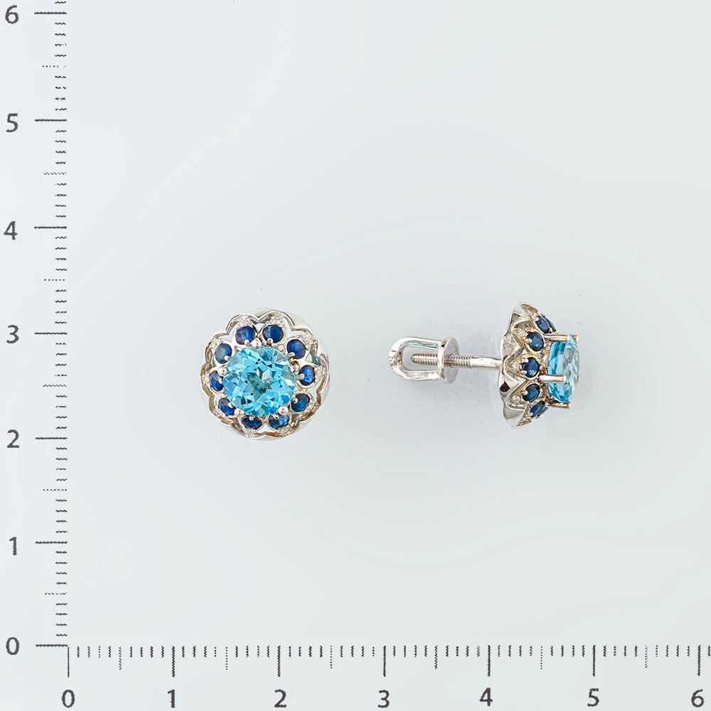 Серьги с топазом из белого золота 585 пробы