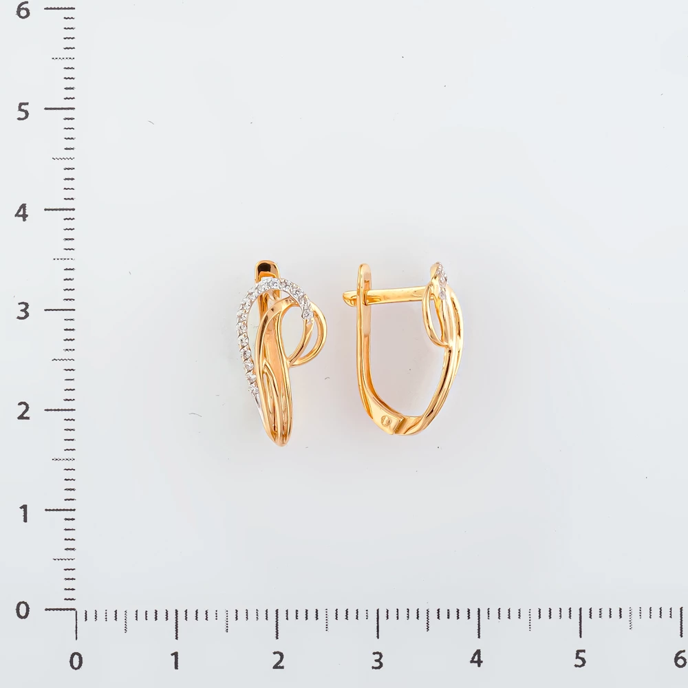 Серьги с фианитом из красного золота 585 пробы
