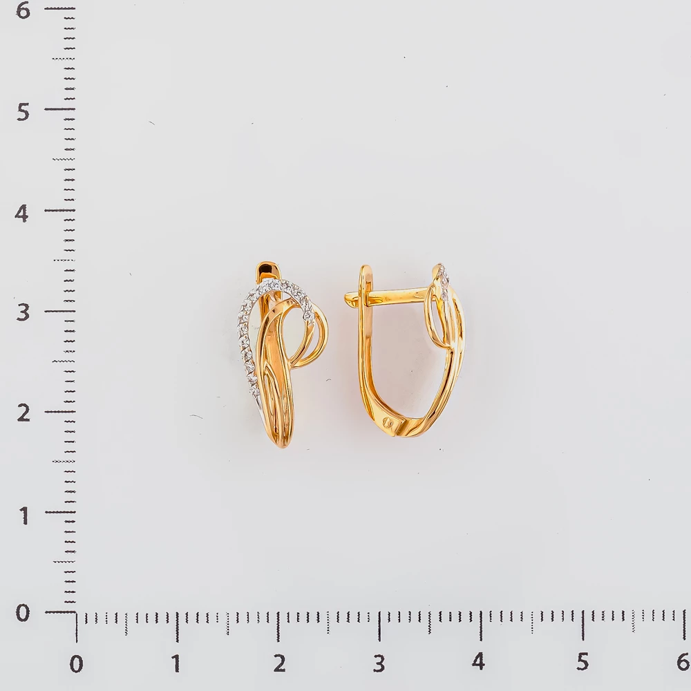 Серьги с фианитом из красного золота 585 пробы
