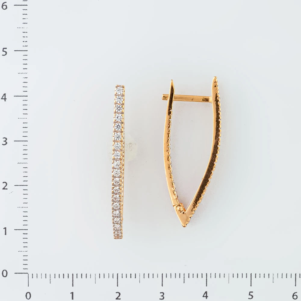 Серьги с фианитом из красного золота 585 пробы
