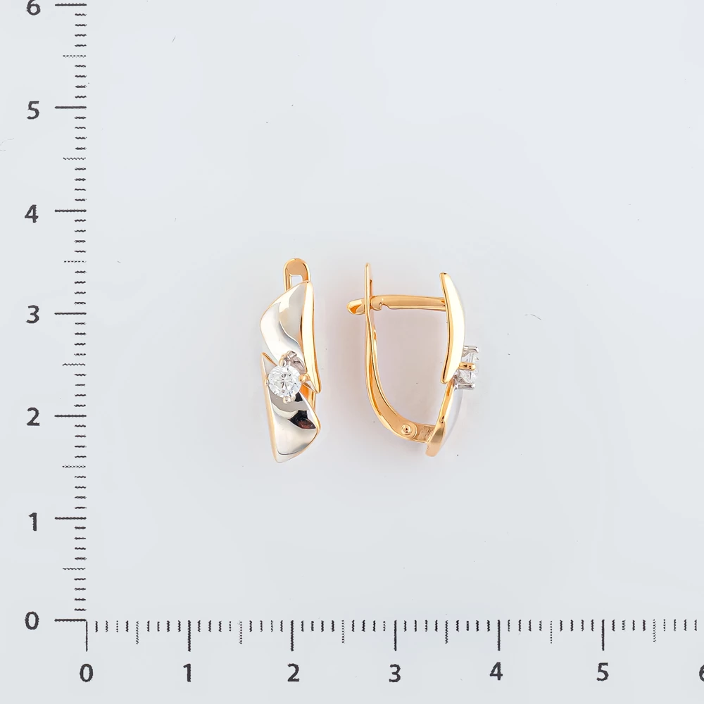 Серьги с фианитом из красного золота 585 пробы