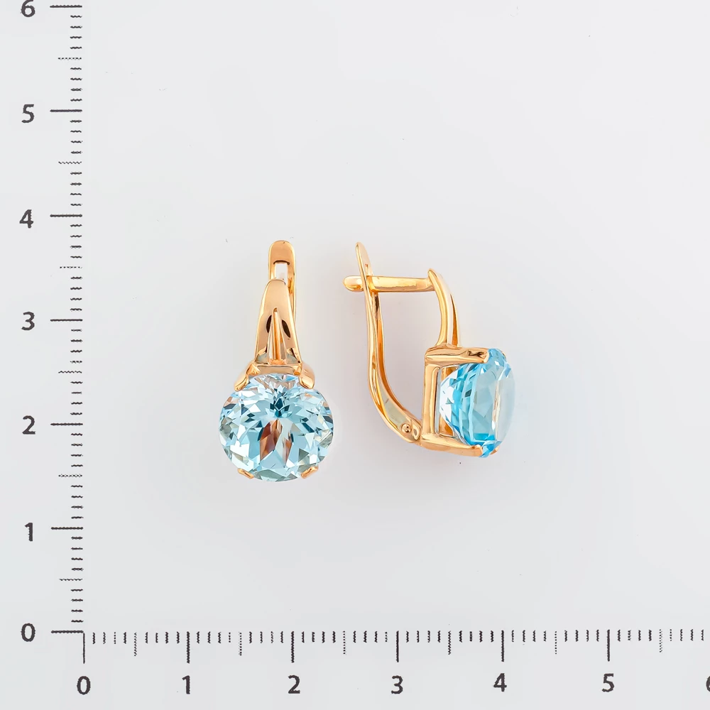 Серьги с топазом из красного золота 585 пробы