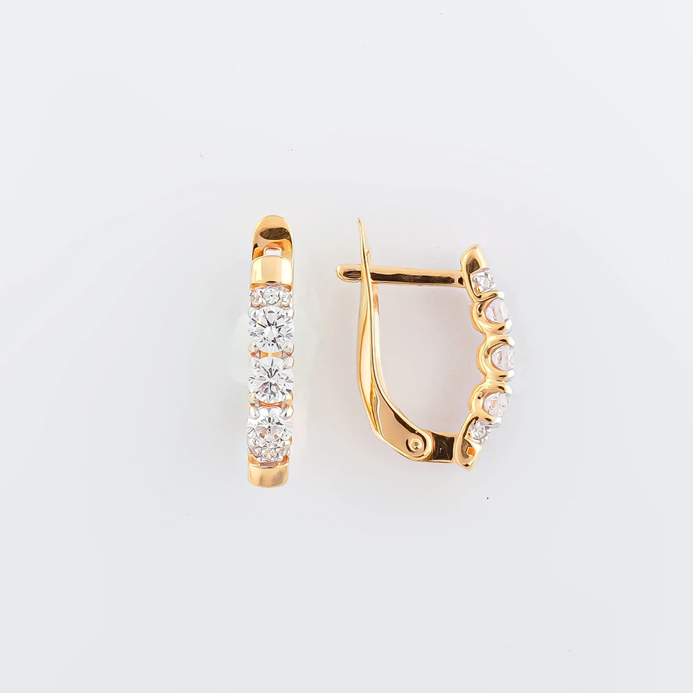 Серьги с фианитом из красного золота 585 пробы 1