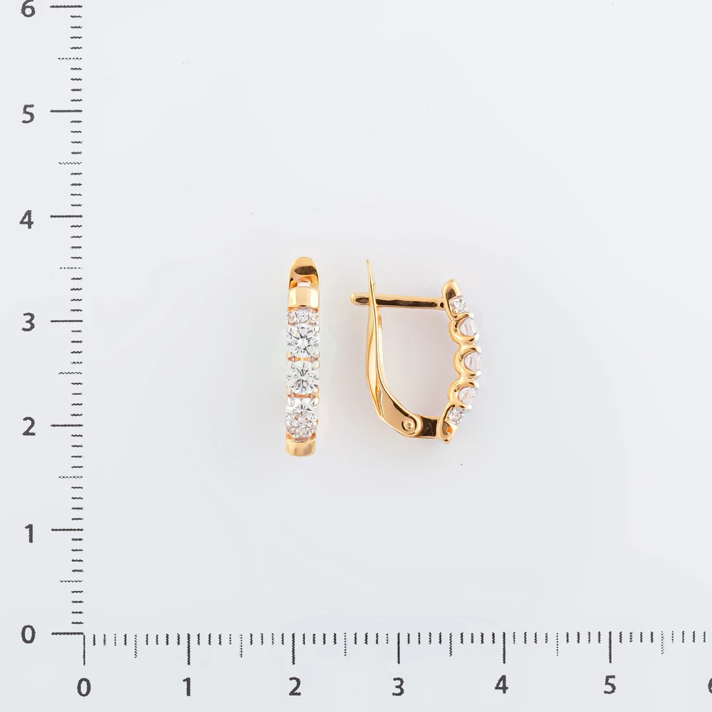 Серьги с фианитом из красного золота 585 пробы 2