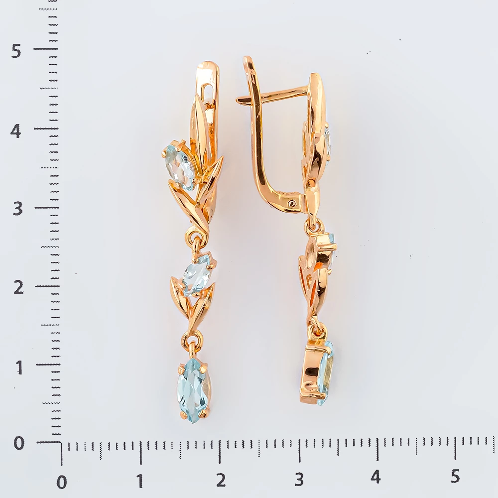 Серьги с топазом из красного золота 585 пробы