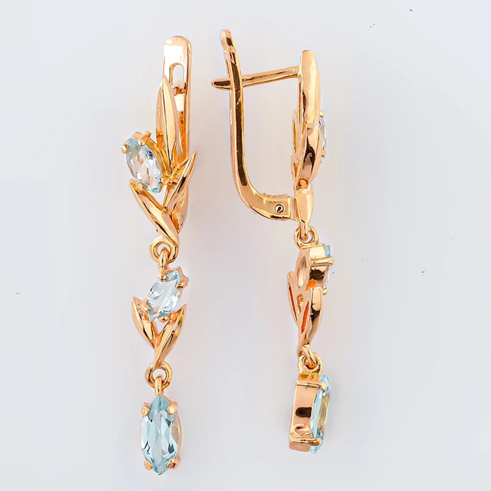 Серьги с топазом из красного золота 585 пробы