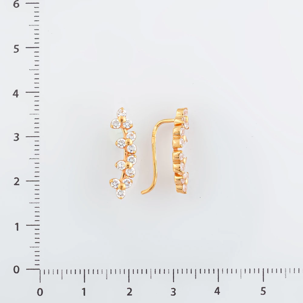 Серьги с фианитом из красного золота 585 пробы