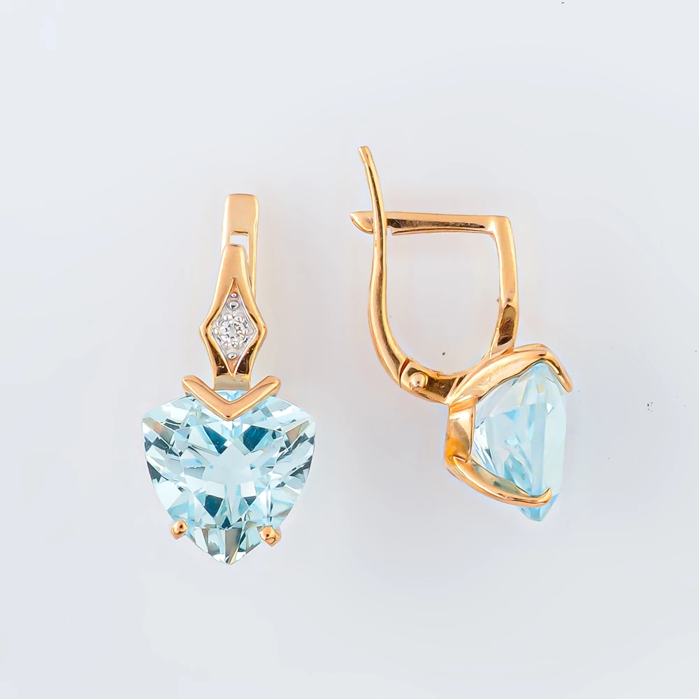 Серьги с топазом из красного золота 585 пробы