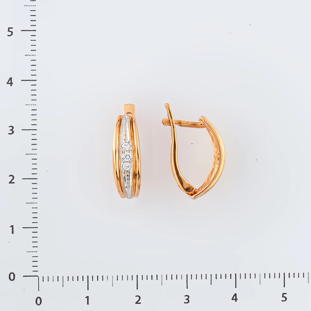 Серьги с фианитом из красного золота 585 пробы