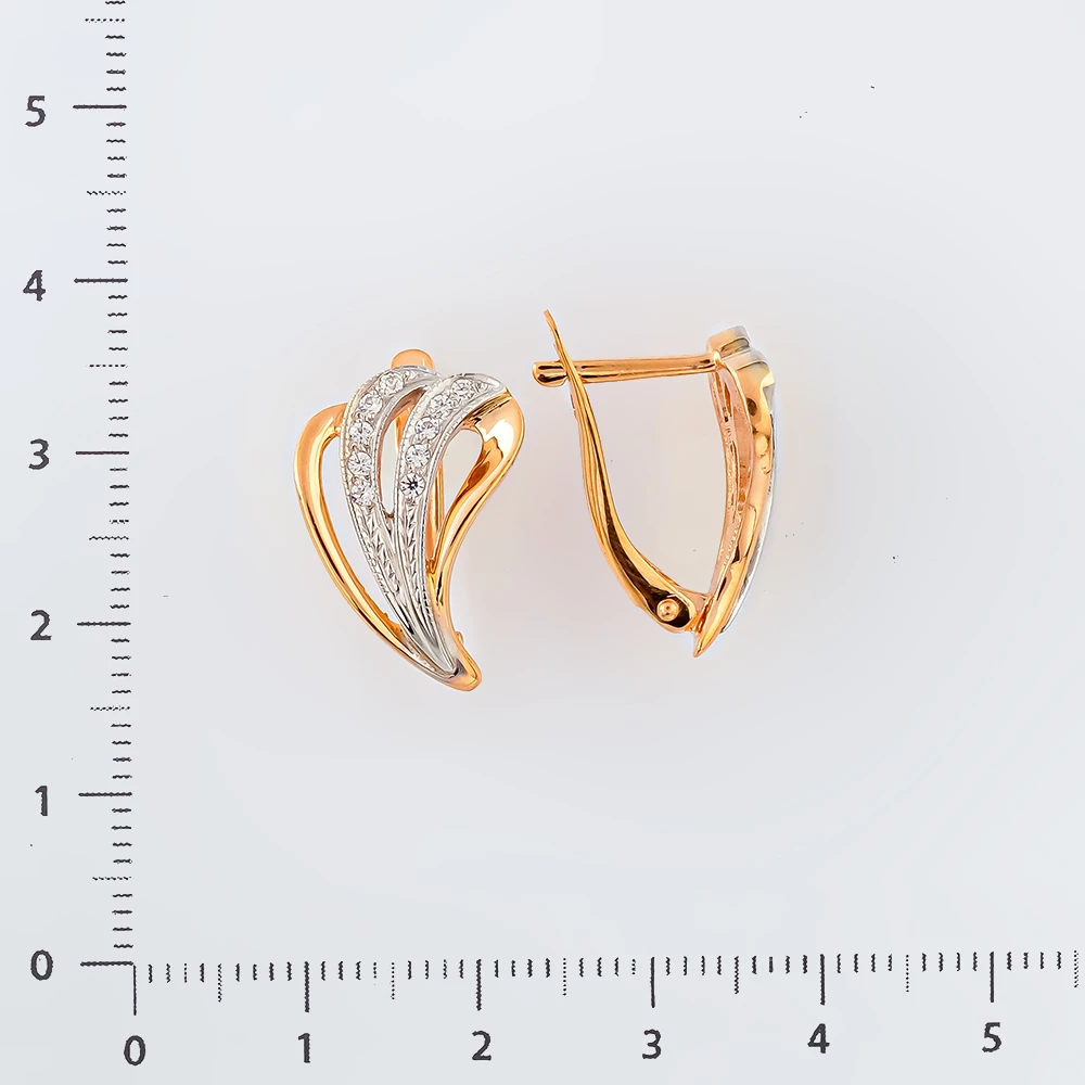 Серьги с фианитом из красного золота 585 пробы