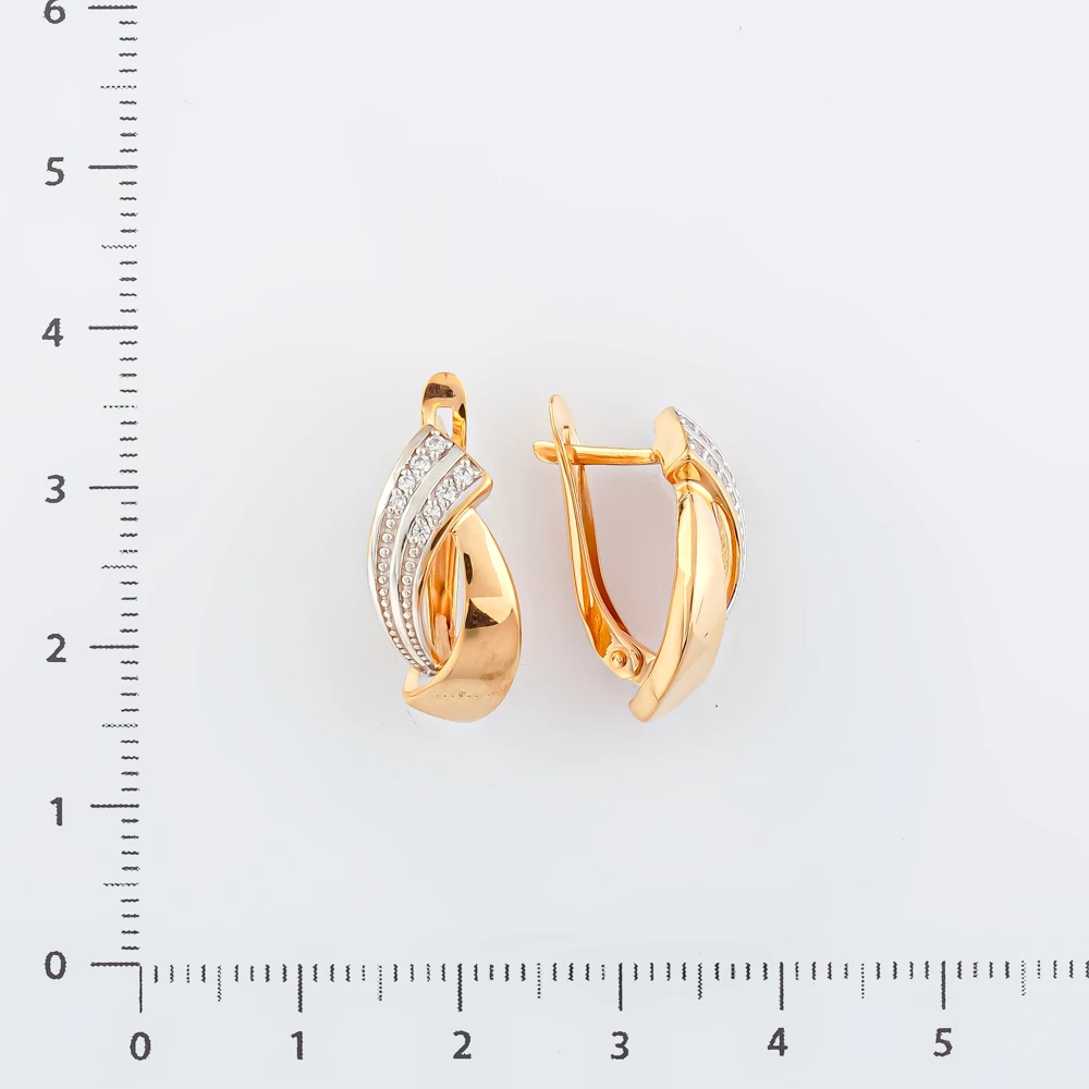 Серьги с фианитом из красного золота 585 пробы