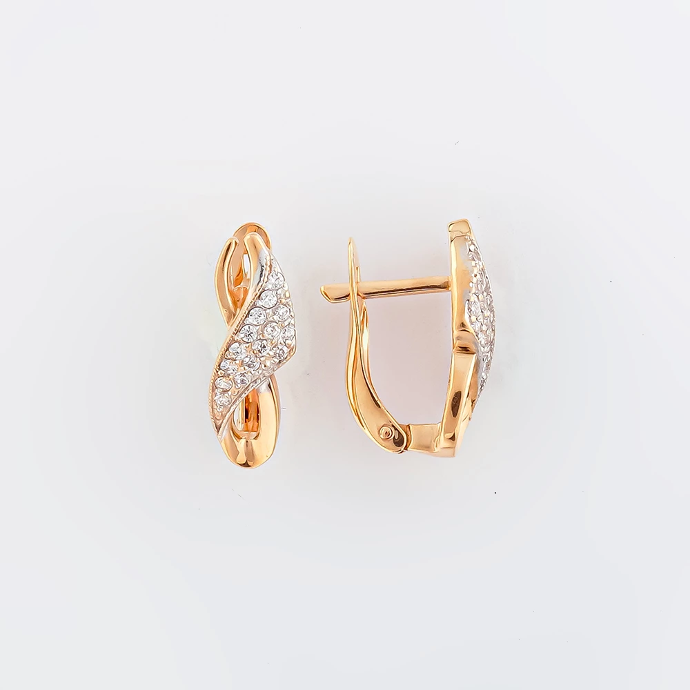 Серьги с фианитом из красного золота 375 пробы 1